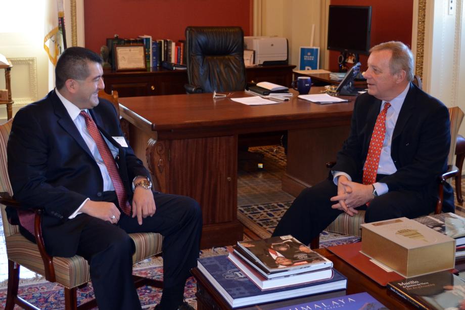 U.S. Senator Dick Durbin (D-IL) met with Martin Cabrera, CEO of Cabrera Capital Markets in Chicago and a member of the U.S. Hispanic Chamber of Commerce.